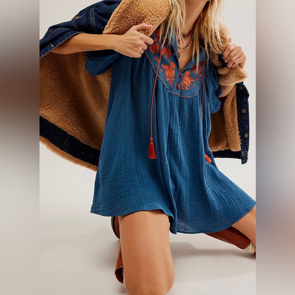 Free People Rosa Linda Embroidered Mini Dress